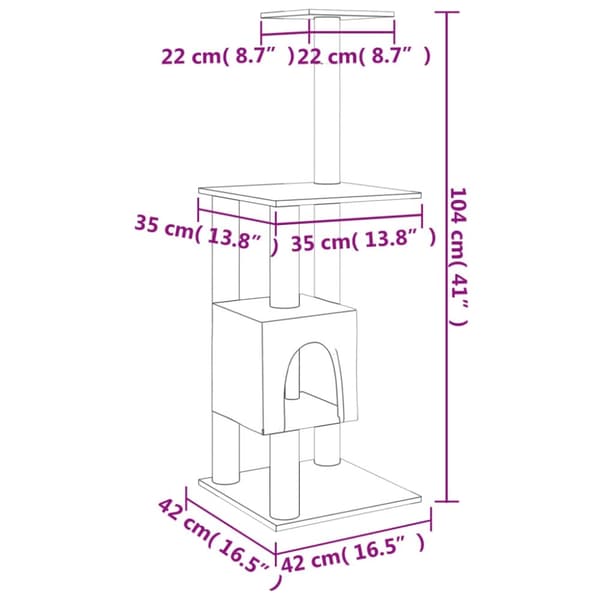 vidaXL Klösträd med klöspelare i sisal gräddvit 104 cm