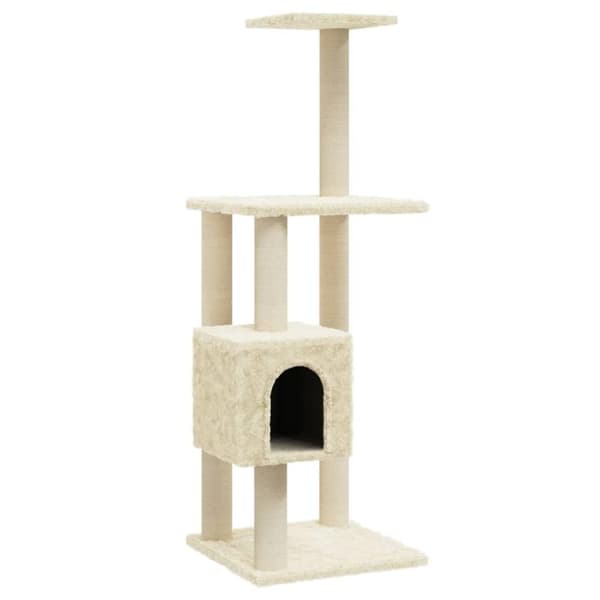 vidaXL Klösträd med klöspelare i sisal gräddvit 104 cm