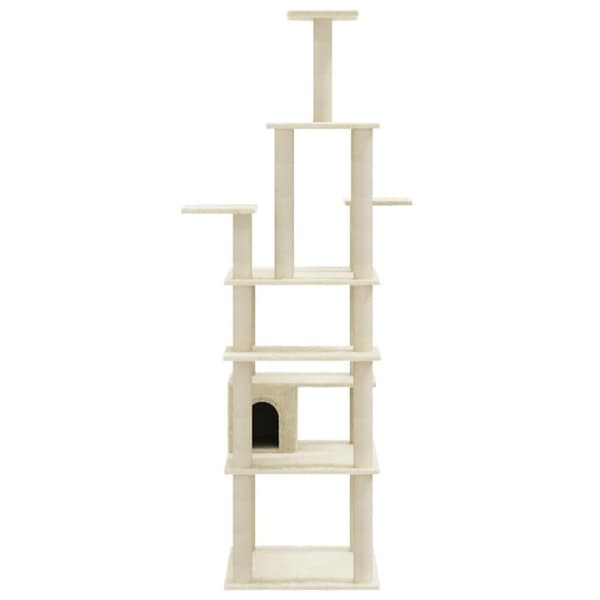 vidaXL Kattetre med klorestolper i sisal kremhvit 183 cm