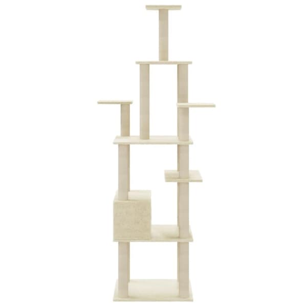 vidaXL Kattetre med klorestolper i sisal kremhvit 183 cm