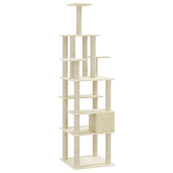 vidaXL Kattetre med klorestolper i sisal kremhvit 183 cm