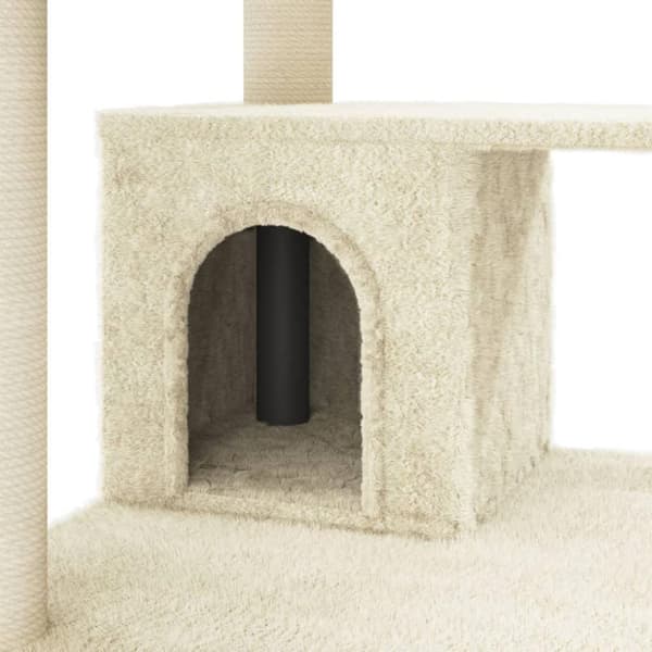 vidaXL Kattetre med klorestolper i sisal kremhvit 183 cm