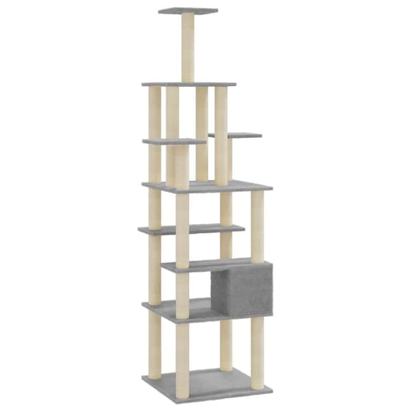 vidaXL Kattetre med klorestolper i sisal lysegrå 183 cm