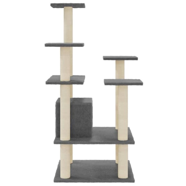 vidaXL Klösträd med klöspelare i sisal mörkgrå 110 cm