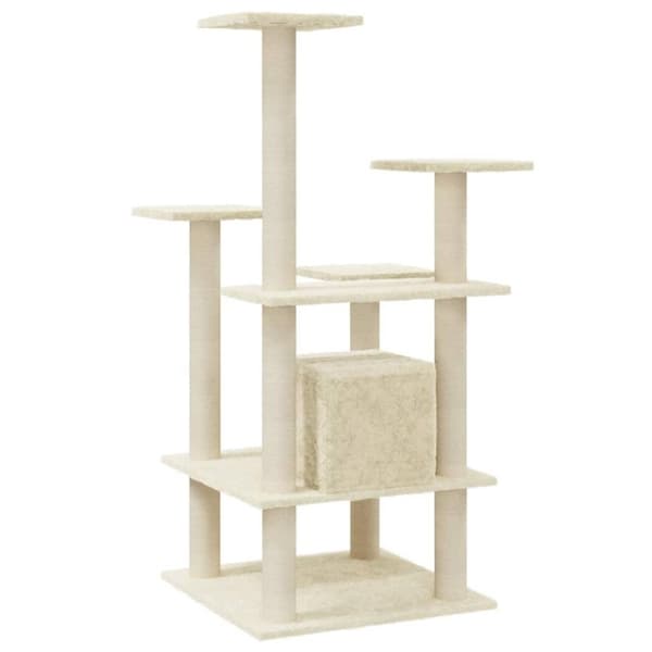 vidaXL Kattetre med klorestolper i sisal kremhvit 110 cm