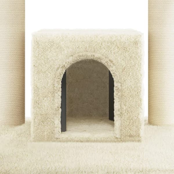 vidaXL Kattetre med klorestolper i sisal kremhvit 110 cm