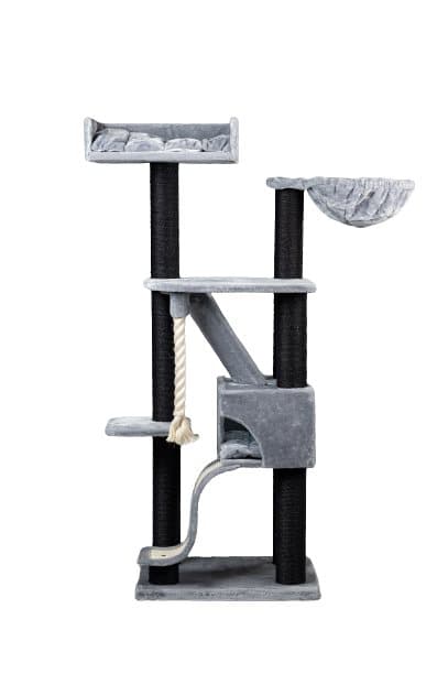 Kilimandjaro Blackline Lysegrå – 192cm 45kg 12cm Ø pæle – Total størrelse 192x74x59cm – Kradsetræ til Store Katte – Produkt i Høj Kvalitet fra RHRQual