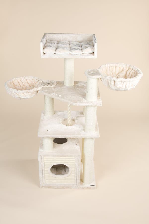 Cat Relax Beige Yhdeksän 12 cm paksuisen sisalpylvään, 50 cm korkean luonnonsisalista valmistetun raapimisputken, valtavan 60 cm