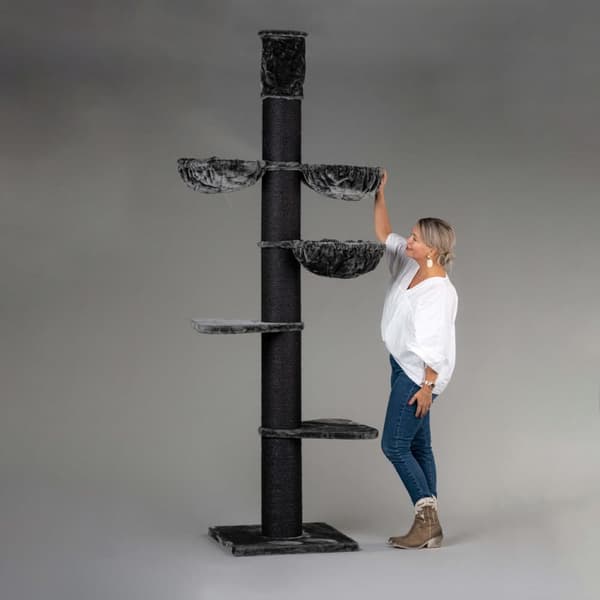 Maine Coon Tower 245-265cm 38kg 20cm Ø stolpar – Storlek 245-265x60x60cm – Förlänger sig till Taket – Katträd för Stora Katter – Högkvalitativ produkt