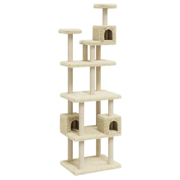 vidaXL Kattetre med klorestolper i sisal kremhvit 188 cm