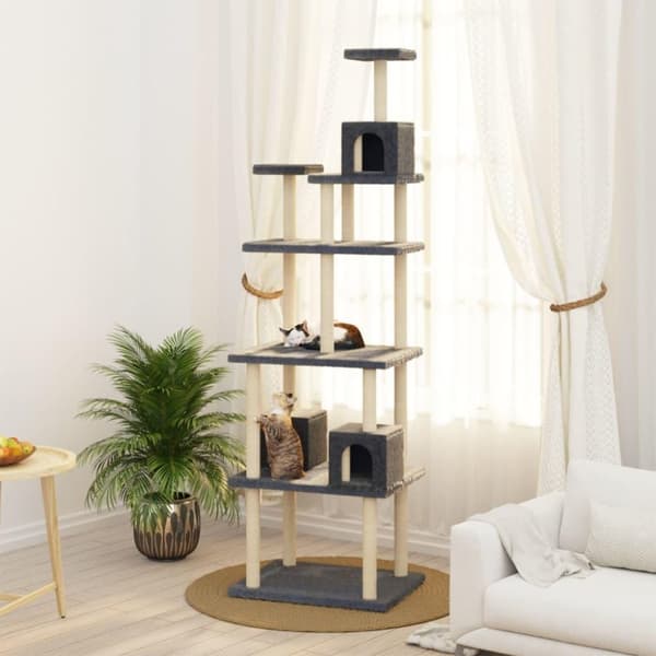 vidaXL Kattetre med klorestolper i sisal mørkegrå 188 cm