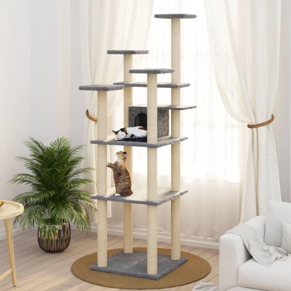 vidaXL Klösträd med klöspelare i sisal ljusgrå 171 cm