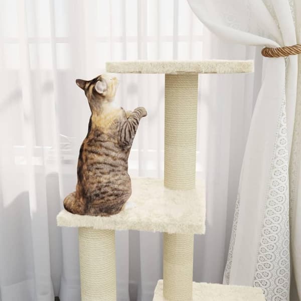 vidaXL Klösträd med klöspelare i sisal gräddvit 92 cm