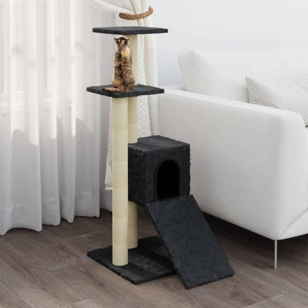 vidaXL Kattetre med klorestolper i sisal mørkegrå 92 cm