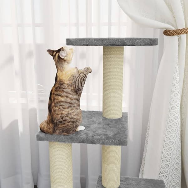vidaXL Klösträd med klöspelare i sisal ljusgrå 92 cm