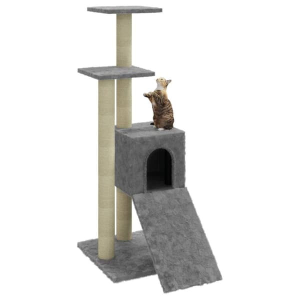 vidaXL Klösträd med klöspelare i sisal ljusgrå 92 cm