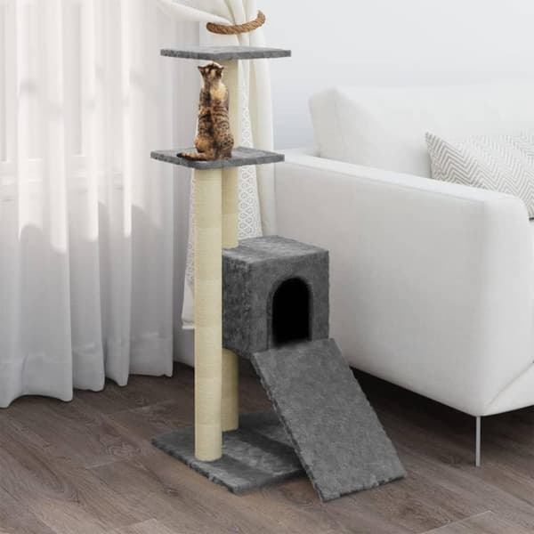 vidaXL Klösträd med klöspelare i sisal ljusgrå 92 cm