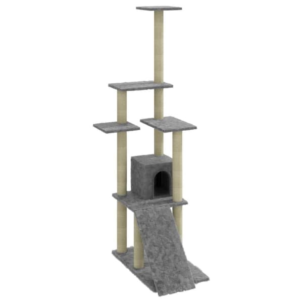 vidaXL Klösträd med klöspelare i sisal ljusgrå 155 cm