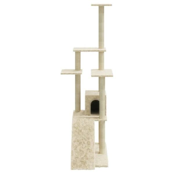 vidaXL Kattetre med klorestolper i sisal kremhvit 155 cm
