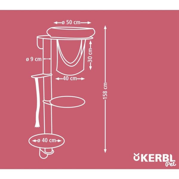 Kerbl vægmonteret kradsetræ Dolomit Grappa 158 cm gråbrun