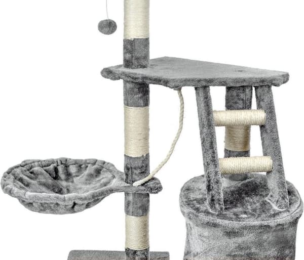 Skrapstolpe kattträd XXL 117 x 79 x 50 cm grå