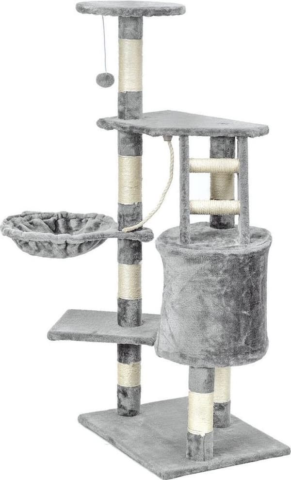 Skrapstolpe kattträd XXL 117 x 79 x 50 cm grå