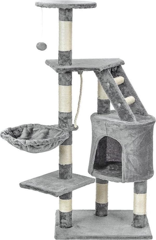 Skrapstolpe kattträd XXL 117 x 79 x 50 cm grå