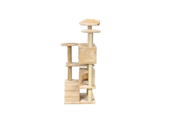 Skrapstolpe kattträd XXL 131 x 58 x 50 cm beige