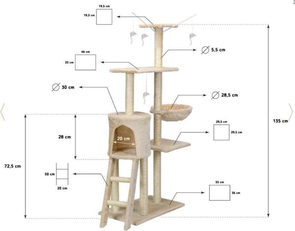 Kissan kiipeilypuu XXL 135 x 97 x 55 cm beige