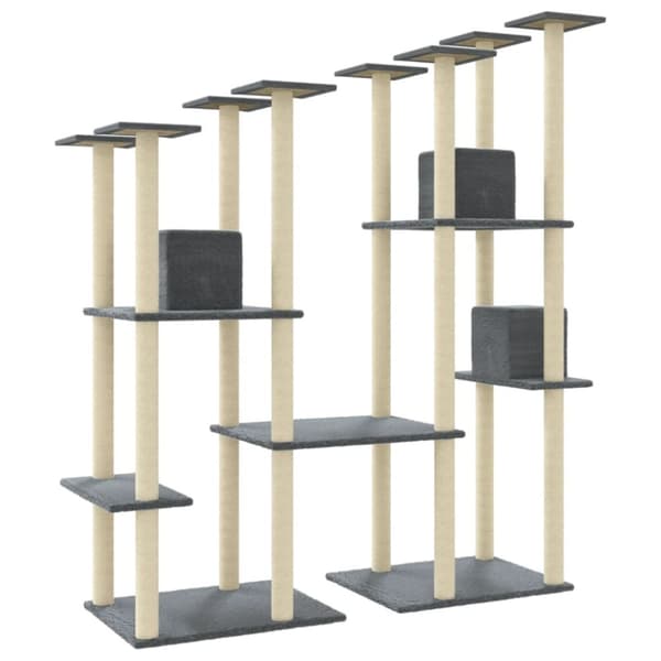 vidaXL Kattetre med klorestolper i sisal mørkegrå 174 cm