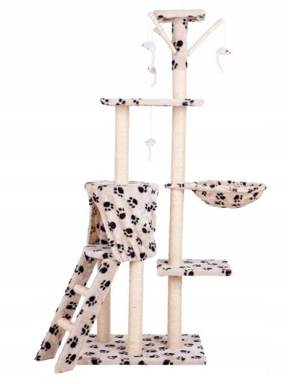 Suuri raaputustolppa 138 cm - beige jaloilla - 5 tasannetta