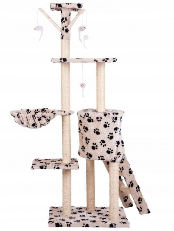 Suuri raaputustolppa 138 cm - beige jaloilla - 5 tasannetta