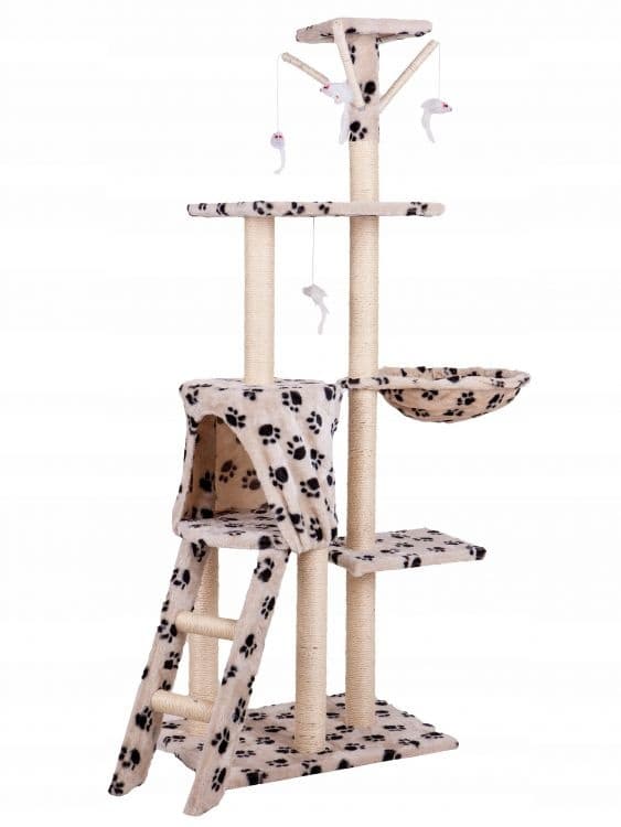 Suuri raaputustolppa 138 cm - beige jaloilla - 5 tasannetta