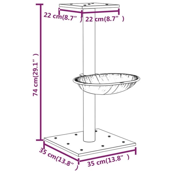 vidaXL Kattetre med klorestolper i sisal kremhvit 74 cm