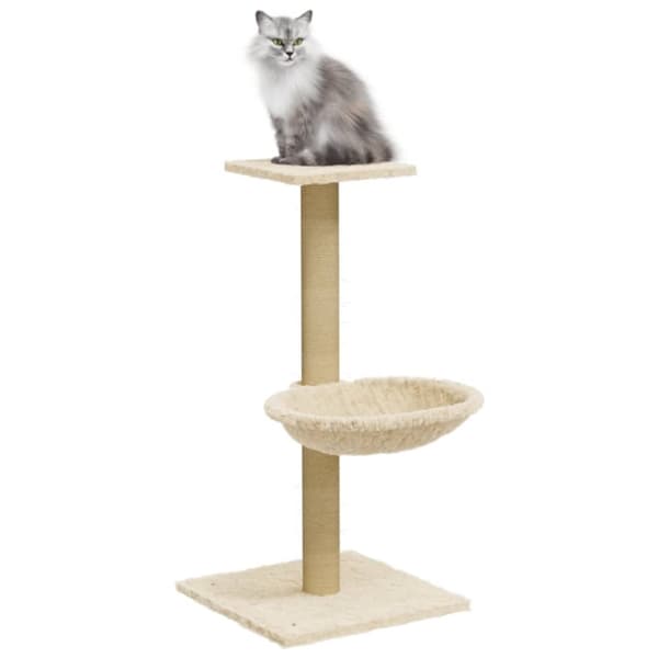 vidaXL Kattetre med klorestolper i sisal kremhvit 74 cm