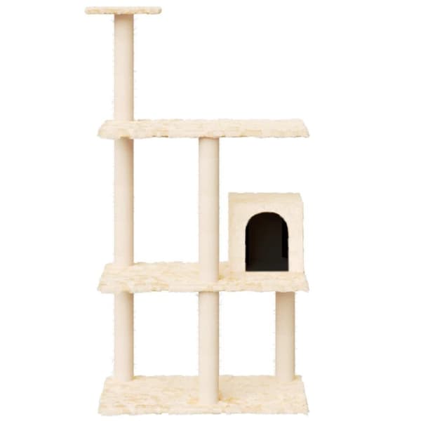 vidaXL Kattetre med klorestolper i sisal kremhvit 119 cm
