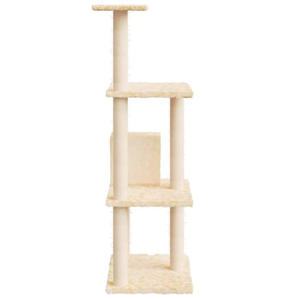 vidaXL Kattetre med klorestolper i sisal kremhvit 119 cm