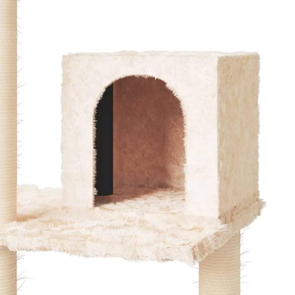 vidaXL Kattetre med klorestolper i sisal kremhvit 119 cm