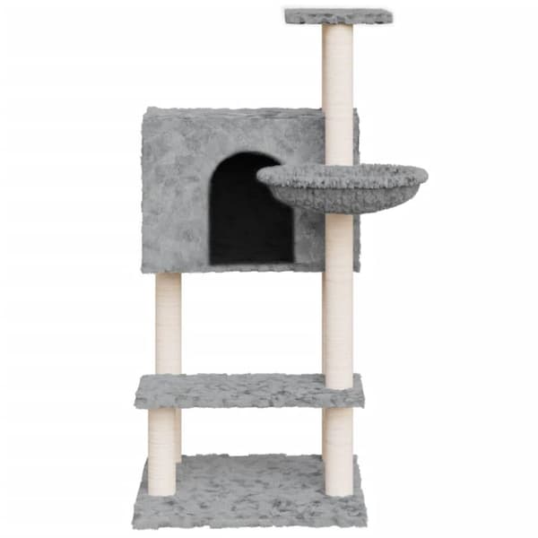 vidaXL Kattetre med klorestolper i sisal lysegrå 108,5 cm