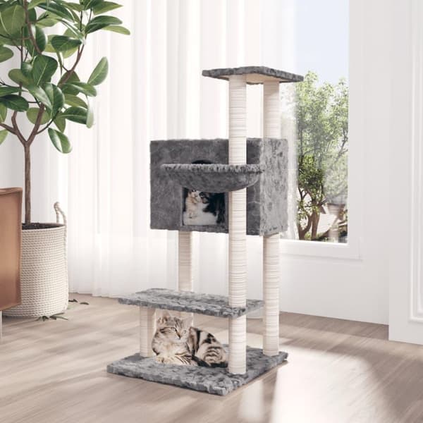 vidaXL Kattetre med klorestolper i sisal lysegrå 108,5 cm