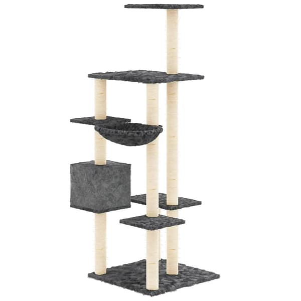 vidaXL Klösträd med klöspelare i sisal mörkgrå 142 cm