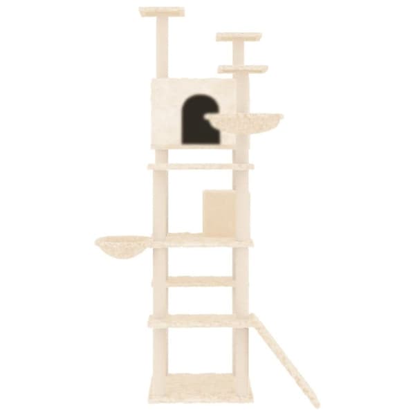 vidaXL Kattetre med klorestolper i sisal kremhvit 191 cm