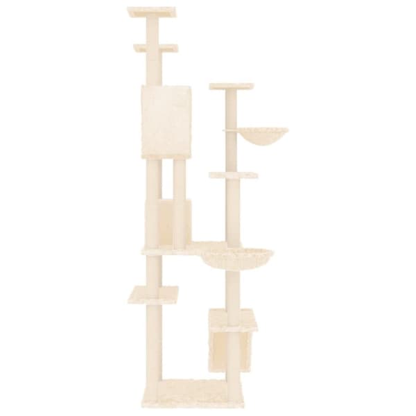vidaXL Kattetre med klorestolper i sisal kremhvit 191 cm
