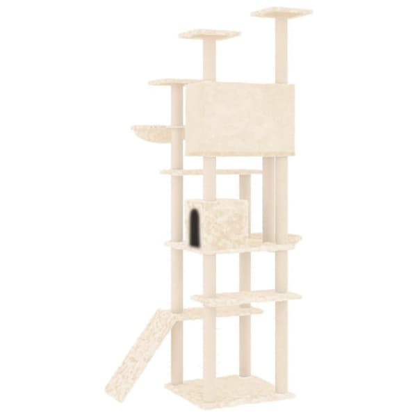 vidaXL Kattetre med klorestolper i sisal kremhvit 191 cm