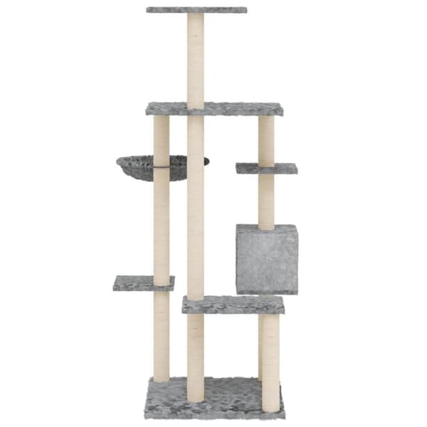 vidaXL Kattetre med klorestolper i sisal lysegrå 142 cm