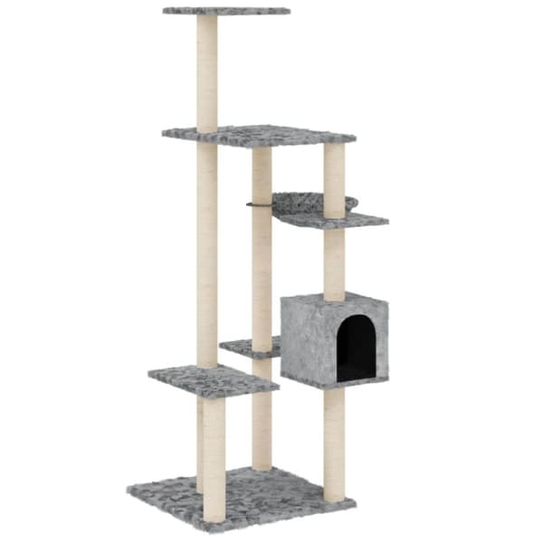 vidaXL Klösträd med klöspelare i sisal ljusgrå 142 cm