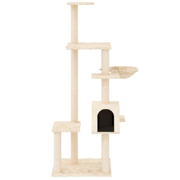 vidaXL Kattetre med klorestolper i sisal kremhvit 142 cm