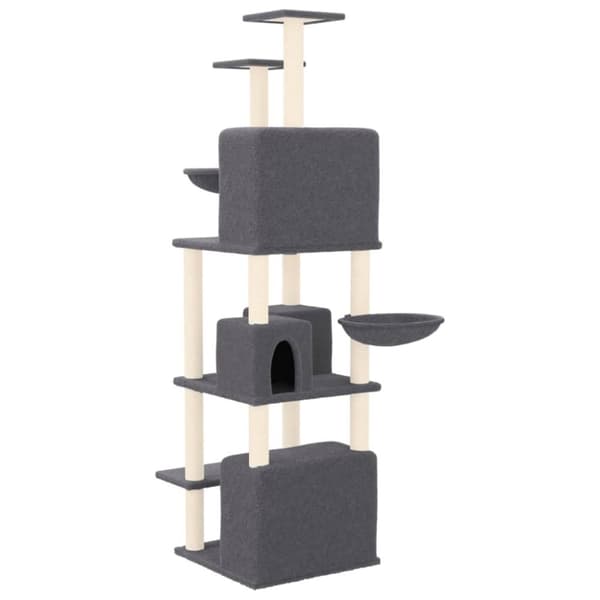 vidaXL Klösträd med klöspelare i sisal mörkgrå 180 cm