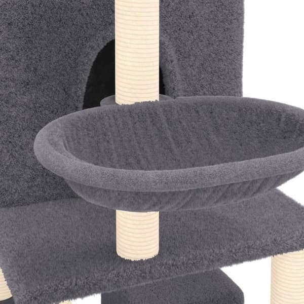 vidaXL Klösträd med klöspelare i sisal mörkgrå 180 cm