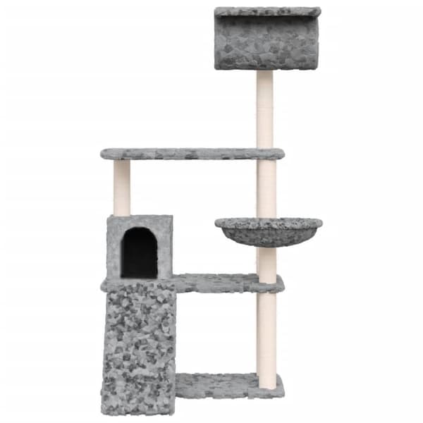 vidaXL Kattetre med klorestolper i sisal lysegrå 131 cm